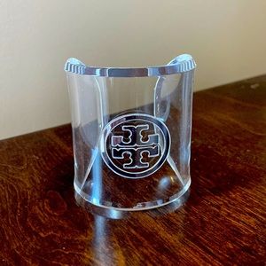 Tory Burch Clear Cuff Bracelet with Silver Logo